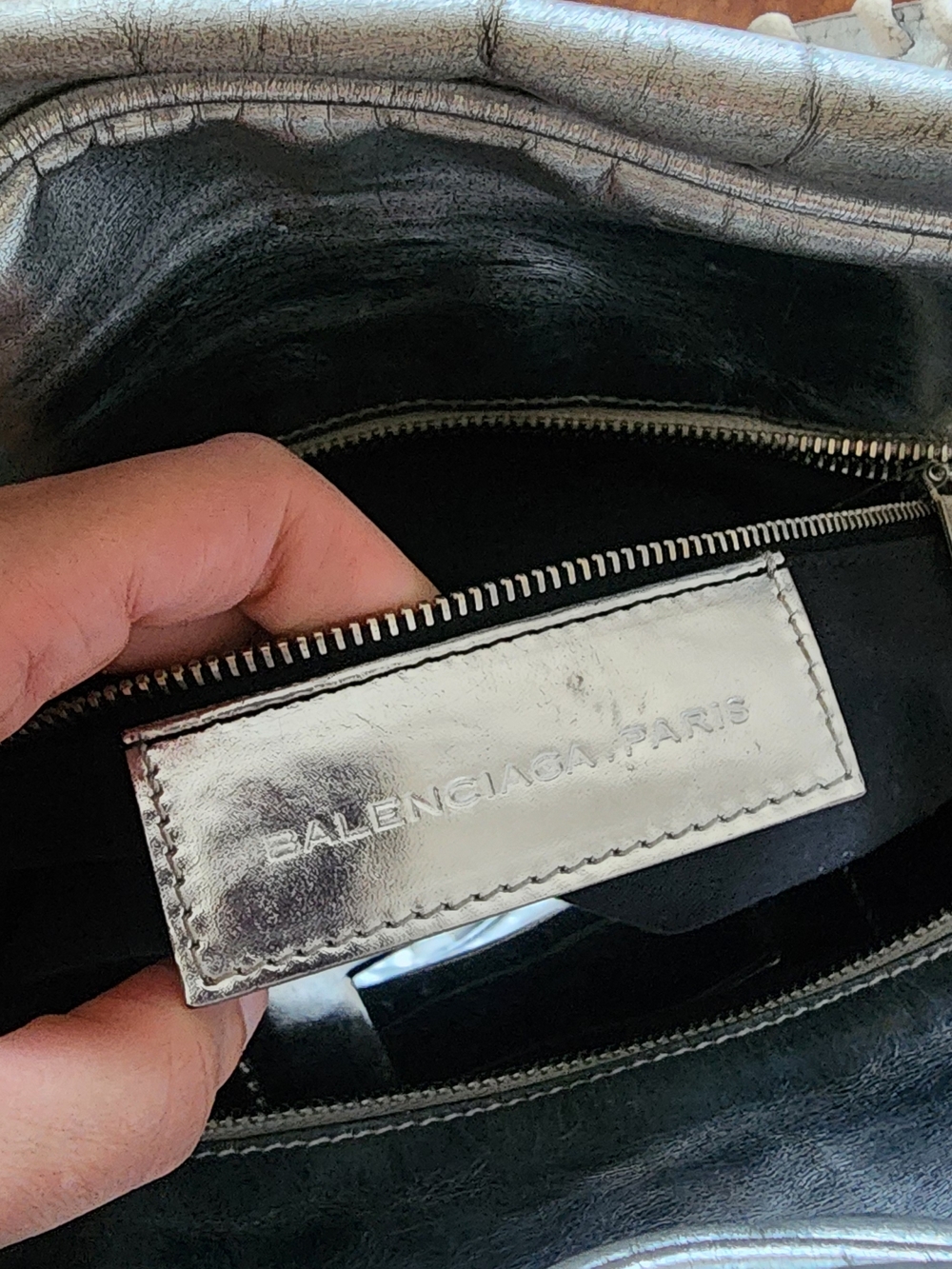Balenciaga 2009 Metallic Silver Bowling PM Bag With Braided Handles Y2K - Picture 3 of 16